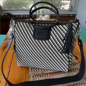 Hobo Sheila large satchel black and white weave NWT